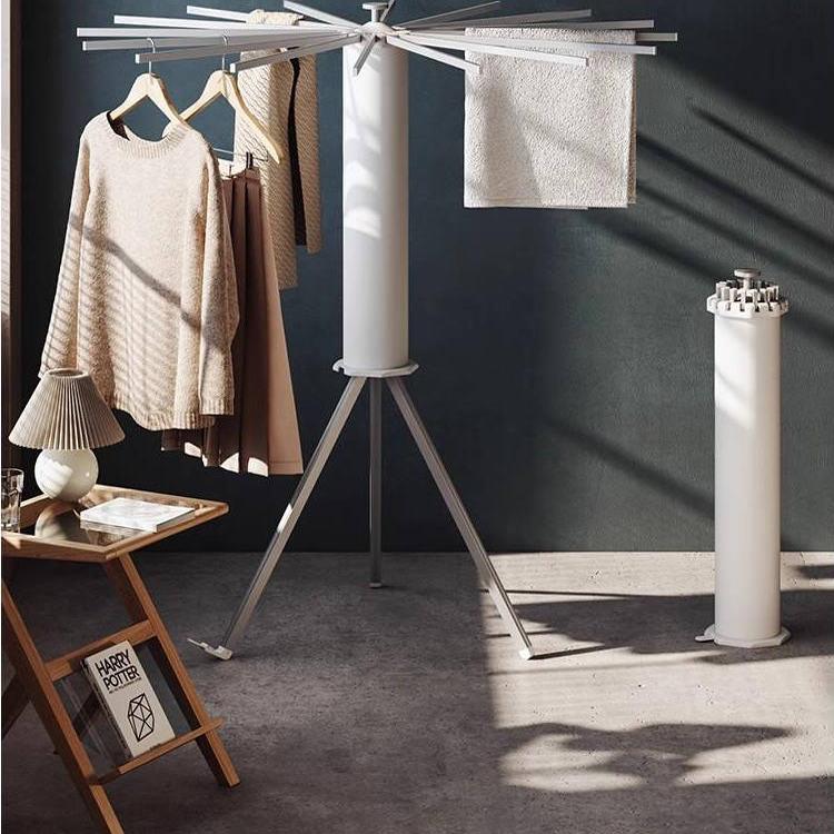 郁金香章鱼晾衣架折叠落地实木晾衣杆隐形室内阳台八爪鱼凉衣神器