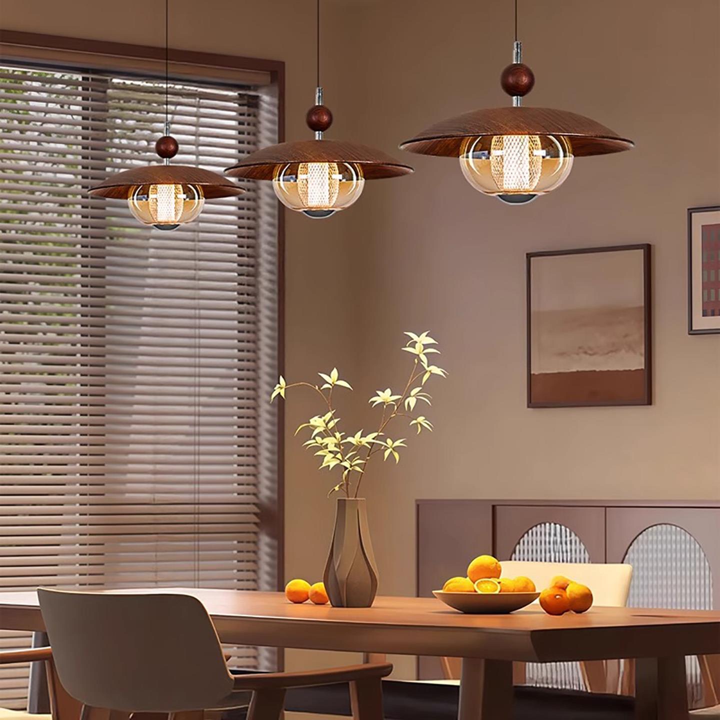 中古风饭厅吊灯入户过道走廊卧室床头灯创意设计师胡桃木玄关灯具