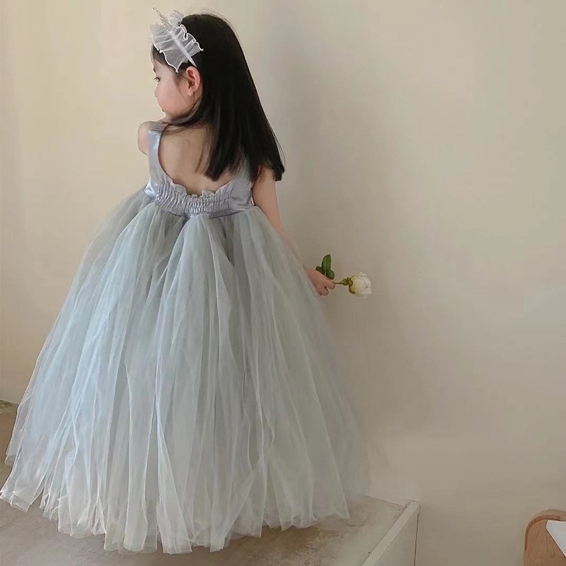 夏季公主裙女童h礼服花童婚礼小女孩生日洋气连衣裙子儿童蓬蓬纱