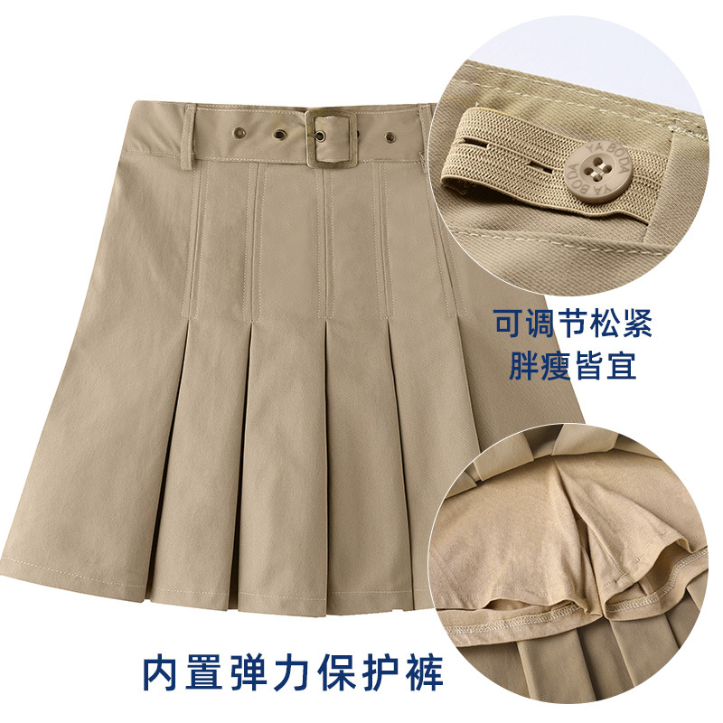 中小学生校服裙卡其色黑色百褶裙B儿童女童裙裤演出大童半身裙短