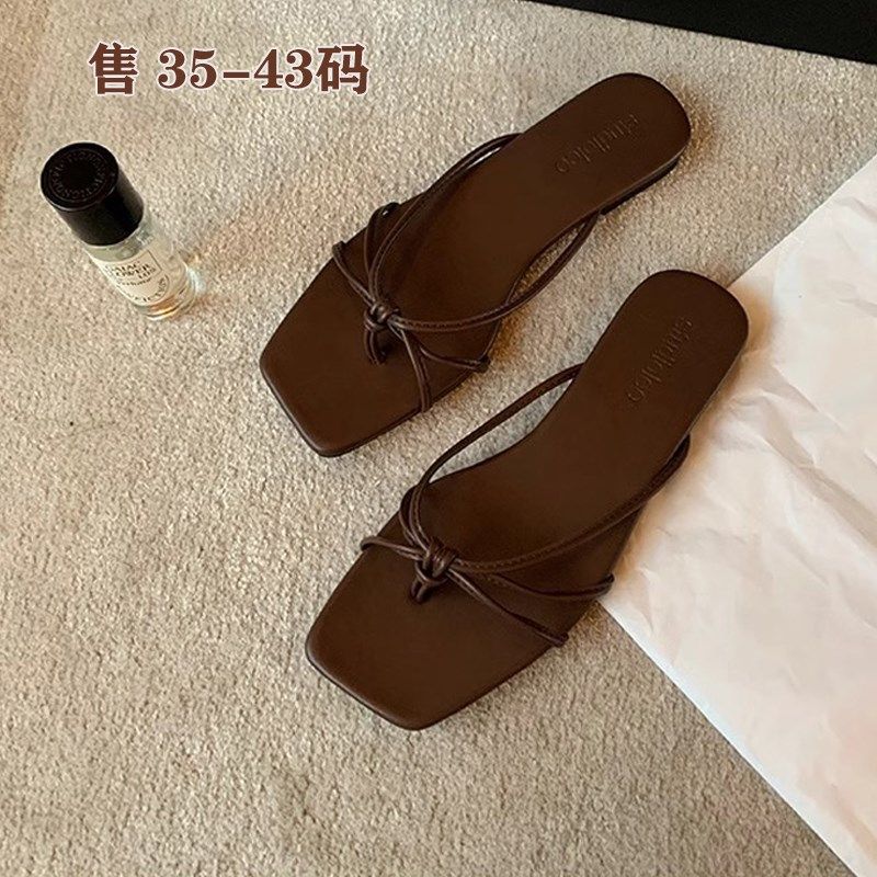 大码女鞋41到43细带平底凉拖鞋女夏外穿时H尚2025新款41 42码凉鞋