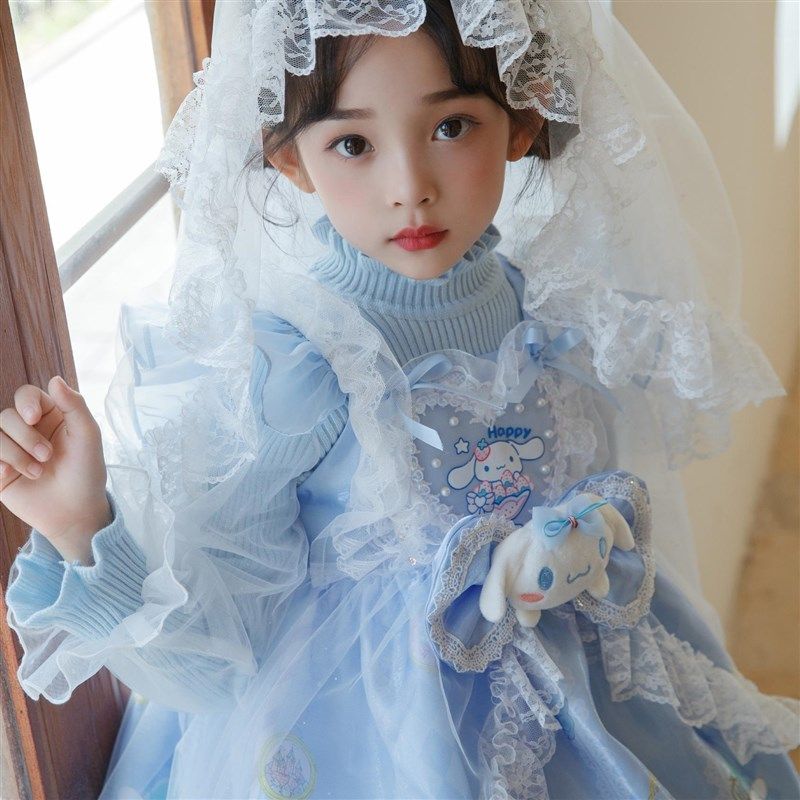 女童公主裙秋冬蓬蓬裙网纱蛋糕裙套装儿童毛衣两件套带头纱蓝色,童装/婴儿装/亲子装,连衣裙,淘宝优惠券,粉丝福利购,淘宝优惠卷