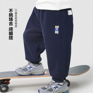 男童复合加绒裤子冬装冬款2024新款儿童宝宝洋气保暖长裤冬季童装