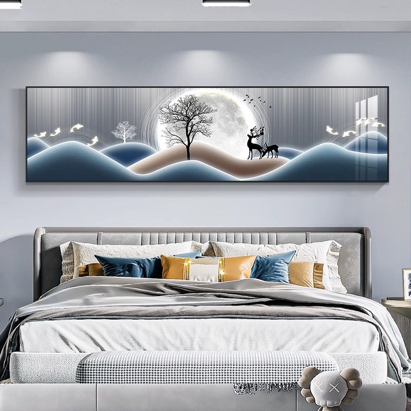 卧室装饰画床f头挂画温馨福鹿客厅主卧墙画现代简约房间背景墙壁图片