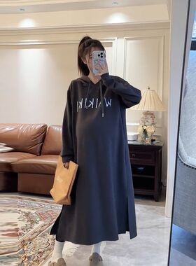 孕妇卫衣长裙春秋外套女韩版休闲连帽连衣裙宽松外衣洋气秋装上衣