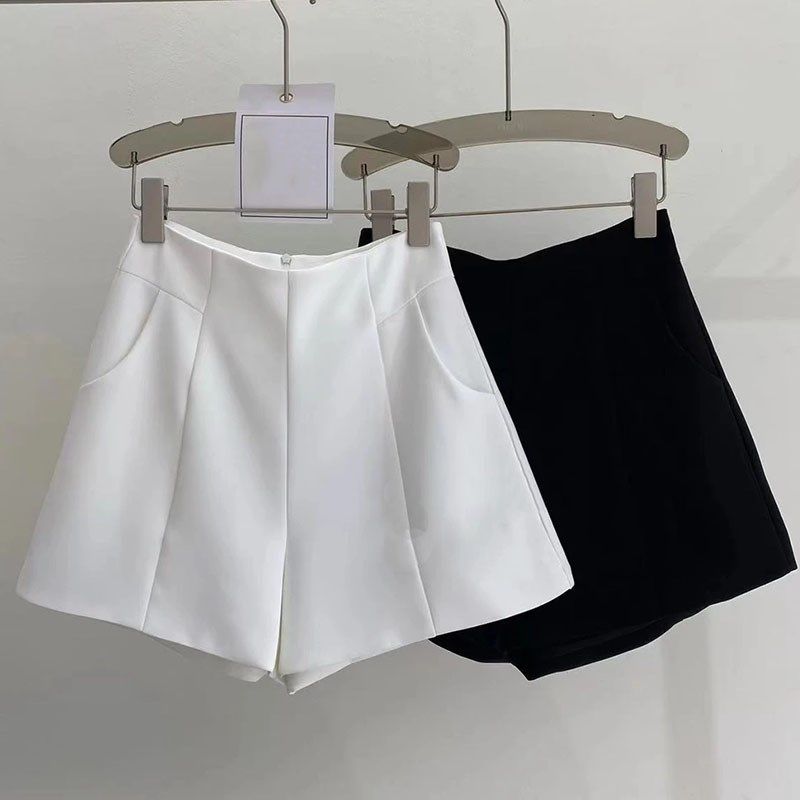 白色高腰西装短裤女夏季薄款2025新款宽松A字显瘦阔腿裤休闲热裤