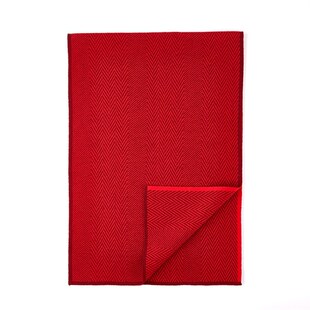 人字纹大红羊毛围巾男冬季保暖商务送礼刺绣本命年中国红围巾