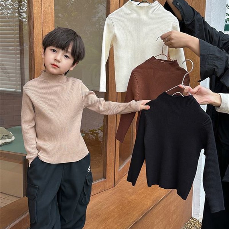 男童半高领打底毛衣秋冬2024新款冬季儿童衣服男宝宝打底针织衫图片