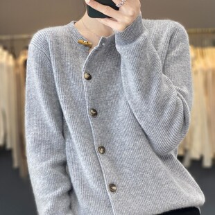 2025秋冬新款设计感羊毛开衫女短款加厚斜襟外套软糯羊绒针织毛衣