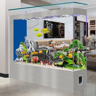 新款 客厅玄关落地隔断免换水超白玻璃屏风鱼缸生态水族箱靠墙厂家