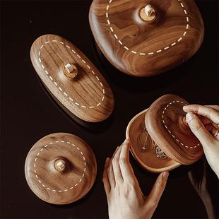 原上城实木可爱首饰手表橡果防尘收纳盒原创设计轻奢配套桌面摆件