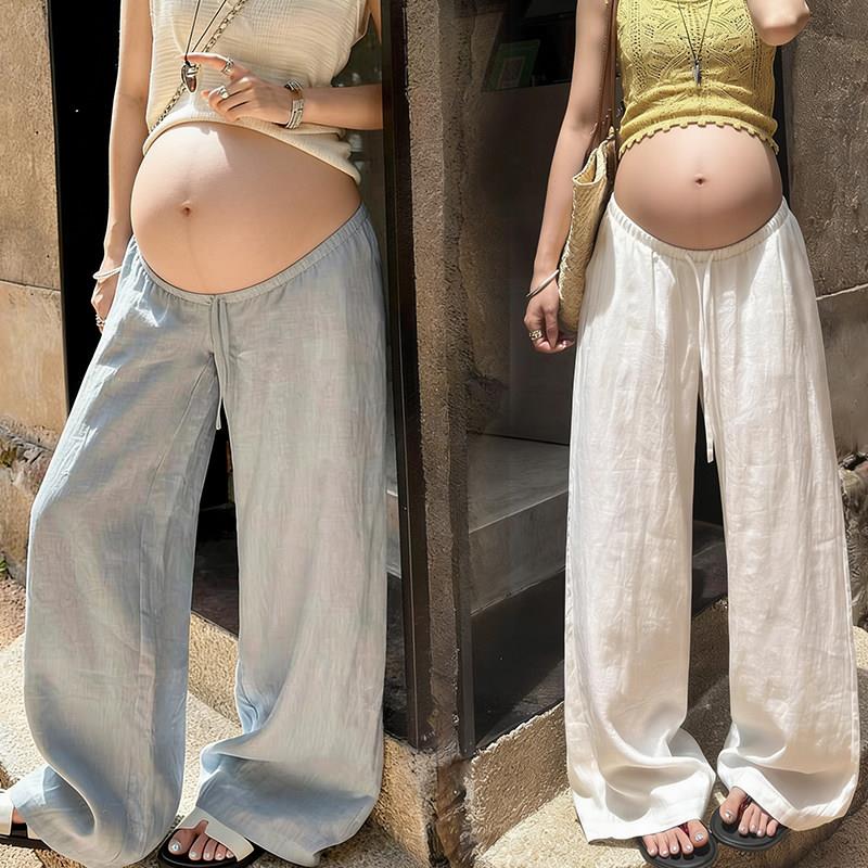 孕妇裤夏薄款2026新款棉麻长裤夏季外穿无托腹春夏亚麻阔腿裤女