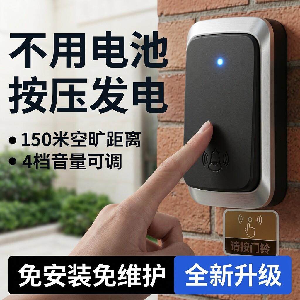 门铃无线家用不用电池远程呼叫器门口远程来人提醒老人大音量铃铛