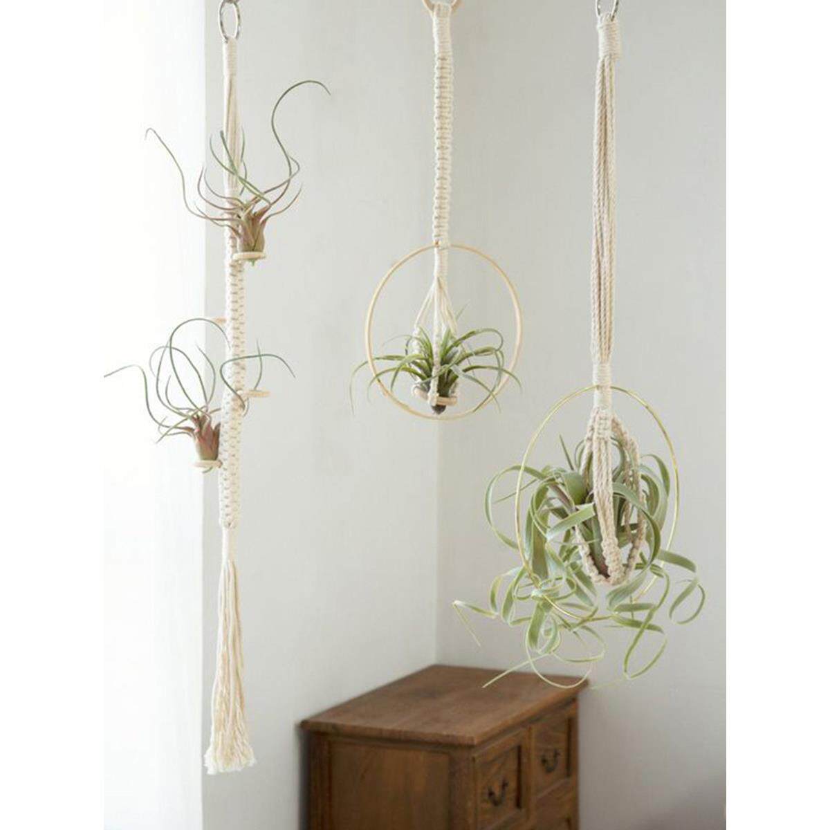 空气凤梨花架波西米亚挂毯花盆垂吊花篮室内绿植盆栽手工编织包邮