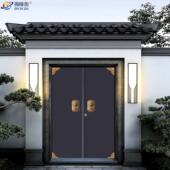 徽派别墅彷古院子大门纯铜祠堂门不锈钢锌合金双门新中式 庭院门