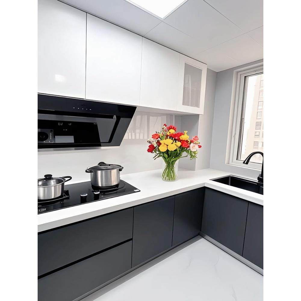 三亚 橱柜定做石英石台面厨柜厨房瓷砖大理石材家用灶台柜一体柜