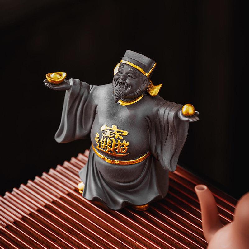 财神爷紫砂茶宠摆件精品可养茶玩招财高档茶台装饰茶盘茶趣茶文化