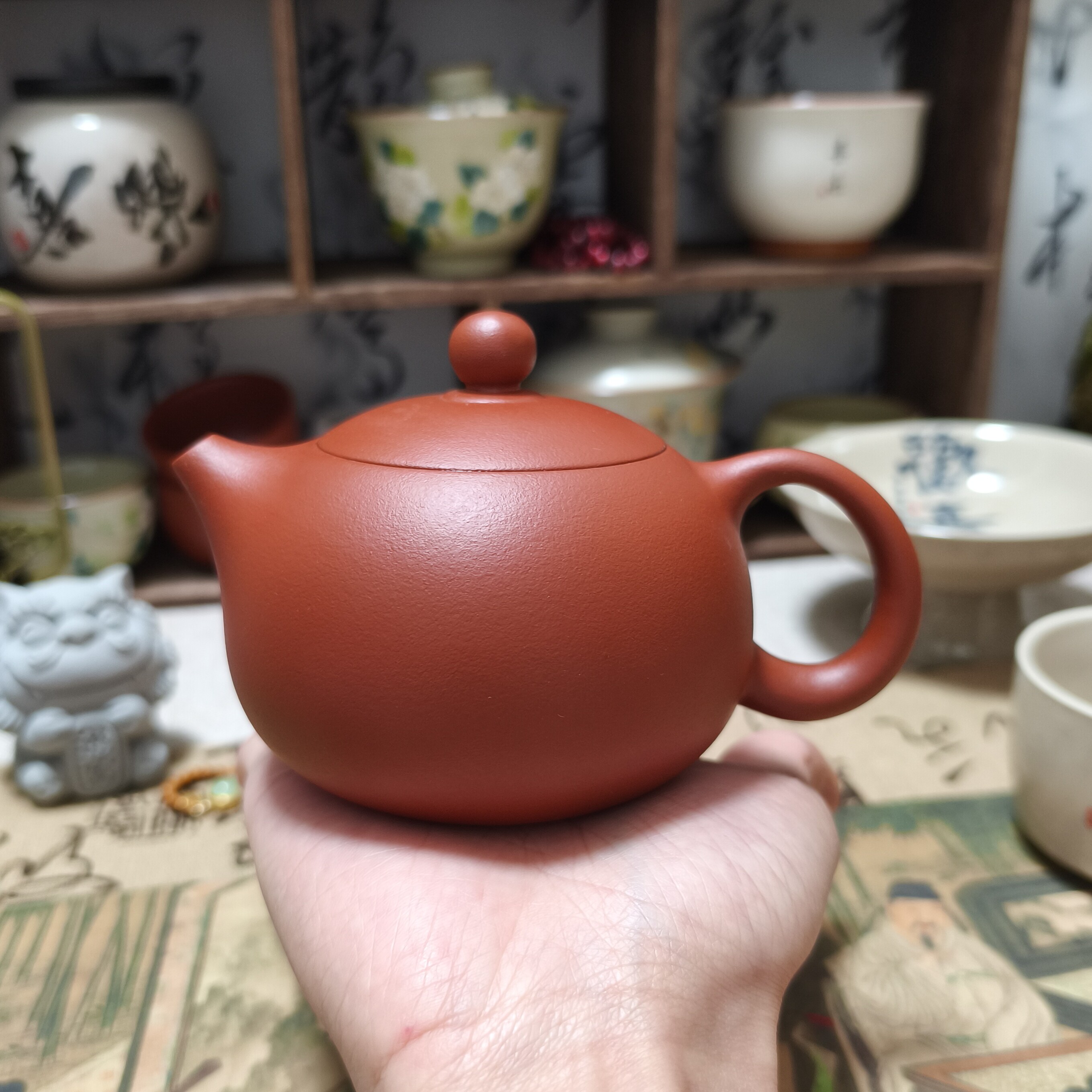 宜兴紫砂壶朱泥大红袍西施全手工泡茶器功夫茶具凤鸣可提可转家用
