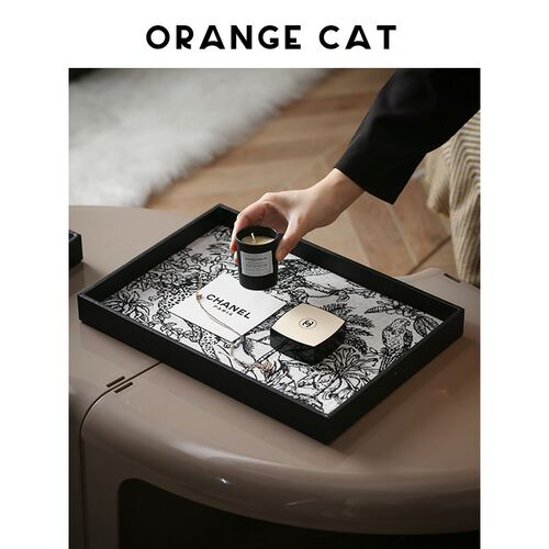 ORANGE CAT法式提花托盘轻奢复古香薰首饰钥匙收纳盘桌面装饰摆件