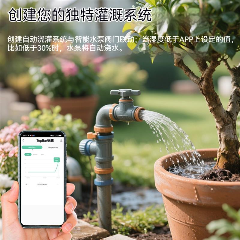 涂鸦智能土壤温湿度传感器温湿度计APP控制种花种菜浇水联动提醒图片