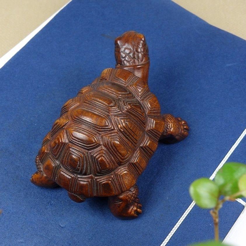 旧藏黄杨木雕刻乌龟桌面摆件文玩长寿龟工艺品复古文玩手把件茶宠