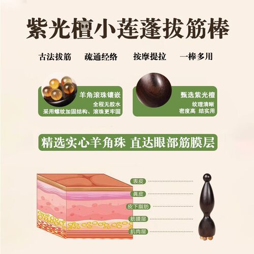 紫光檀小莲蓬眼部按摩器羊角珠面部拨筋点穴位眼袋黑眼圈按摩