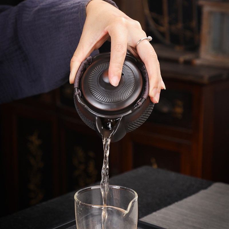 紫陶盖碗茶杯单个高档大号泡茶壶手抓壶茶具茶碗带盖一人泡茶杯