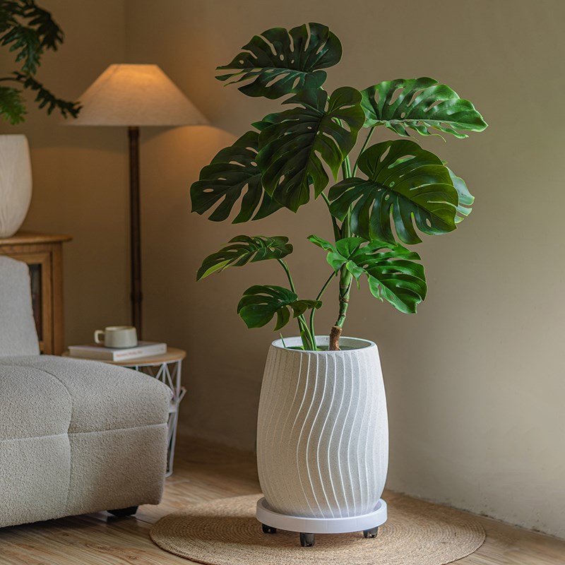 花盆大号落地客厅北欧简约室内装饰镁泥陶瓷龟背竹花盆轻奢高级感