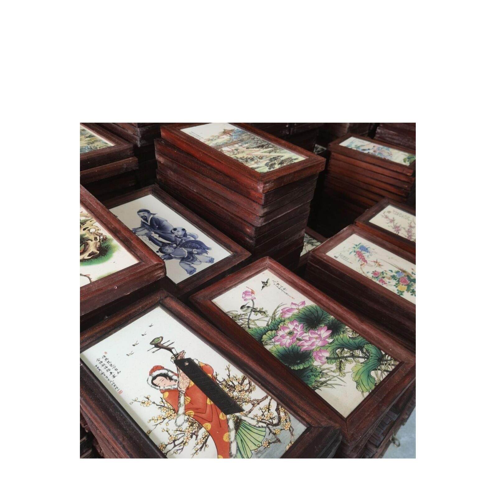 特清处理一批实木景德镇老瓷板画老式画怀旧门墙装饰画