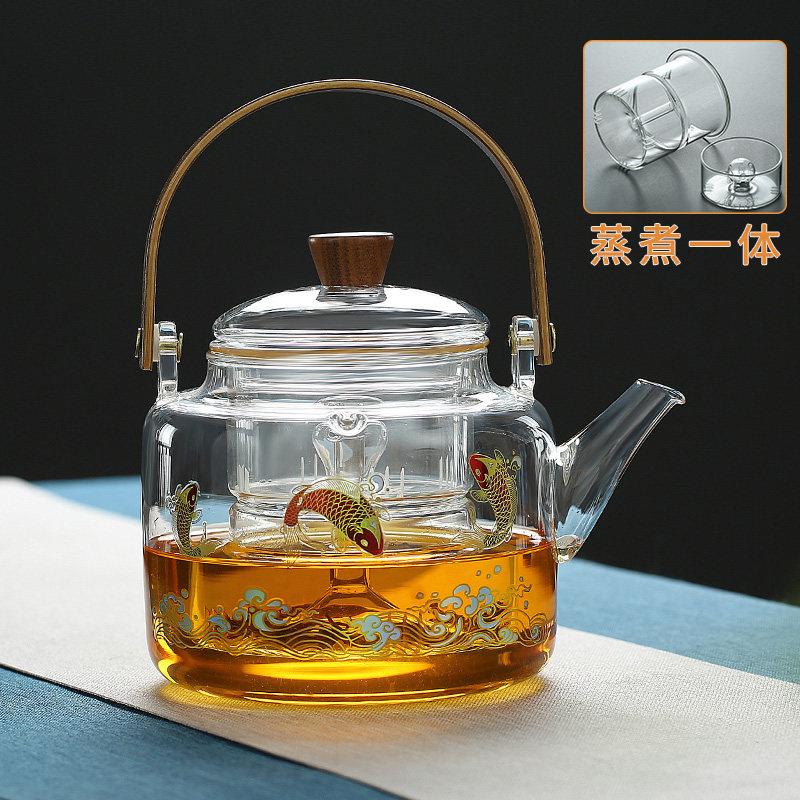 提梁壶玻璃茶壶煮茶器煮茶壶蒸煮双用壶蒸煮一体壶壶茶壶