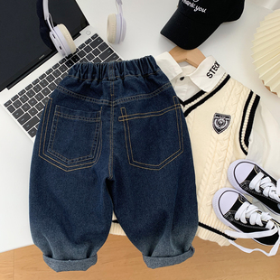子中小童帅气休闲老爹裤 男童韩版 宽松裤 时髦春秋儿童薄款 潮 牛仔裤