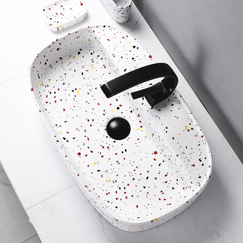 阳台台上盆d方形家用北欧水磨石陶瓷面盆酒店民宿卫生间洗手盆小