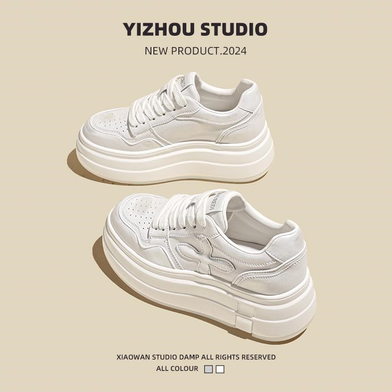 欧货真皮厚底g增高超火小白鞋女2025春季新款爆款百搭休闲运动板