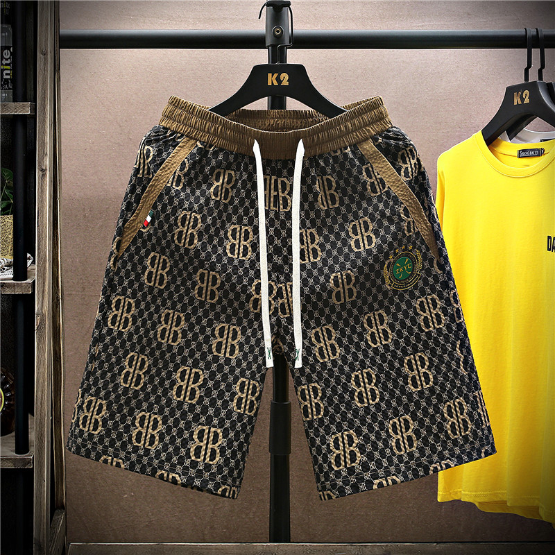 夏季冰丝休闲短裤男士潮流运动篮球裤宽松凉感五分裤沙滩裤子男装