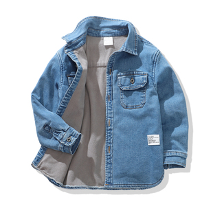 秋冬儿童宝宝衬衣外贸童装 牛仔衬衫 男童柔软有型加绒长袖 好货