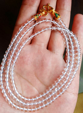 冰清玉洁 4毫米天然白水晶 小模专用佛牌链子 4MM佛牌项链女新款