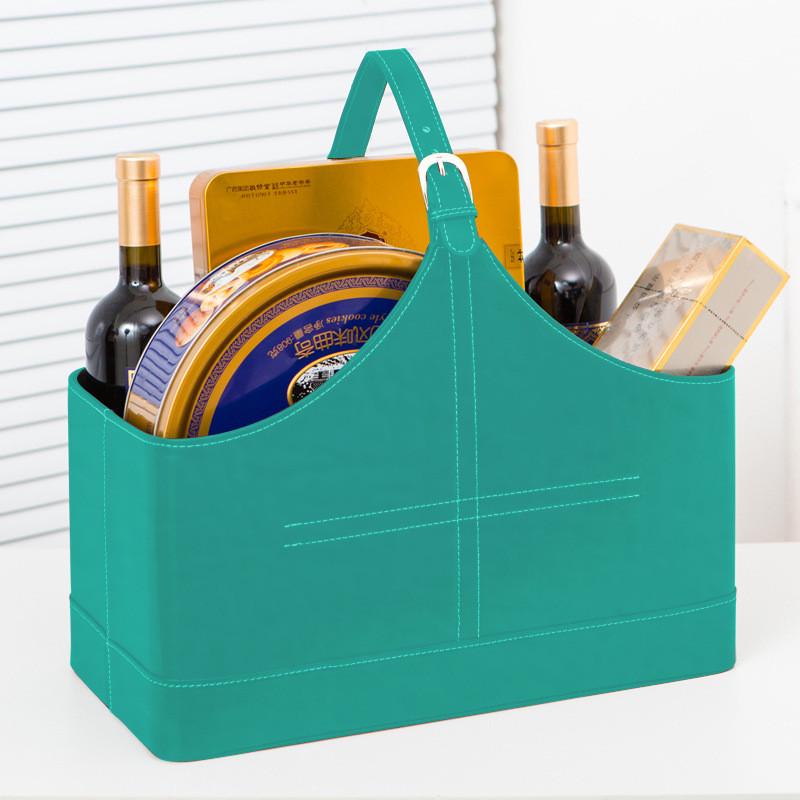 健身房专用私教收纳篮子礼品篮教练手提工L具篮皮质礼篮皮革储物