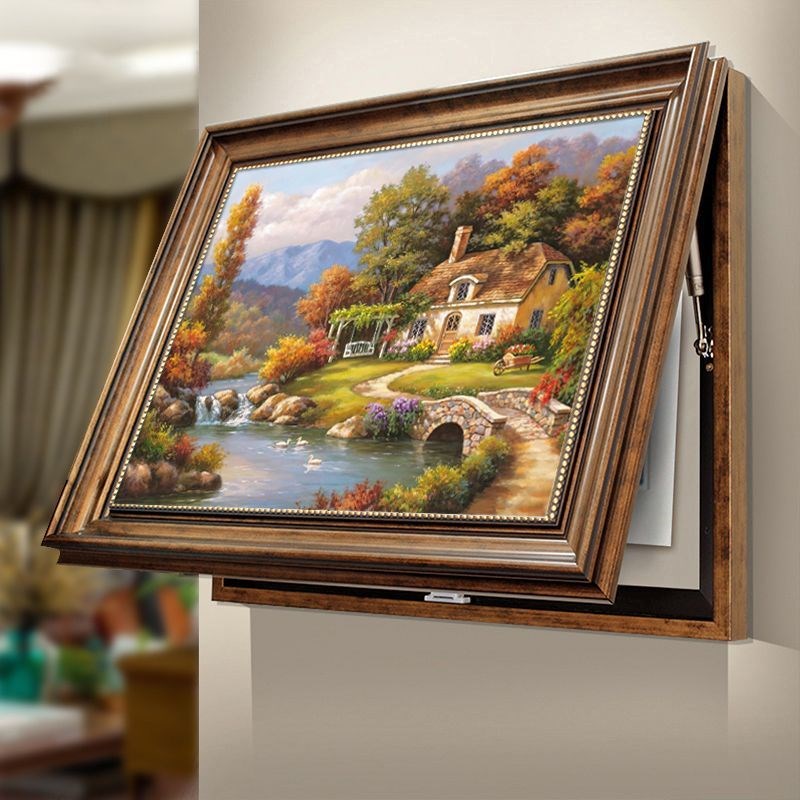 美式电表箱装饰画免打孔欧式油画配电箱遮挡箱挂画客厅餐厅壁画强