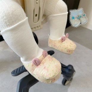袜一体不掉保暖加厚加绒棉鞋 子软底女宝宝鞋 12个月婴儿鞋 冬季