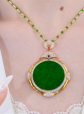 新款大气圆盘吊坠项链时尚百搭毛衣链配饰挂件长款挂坠节日送妈妈