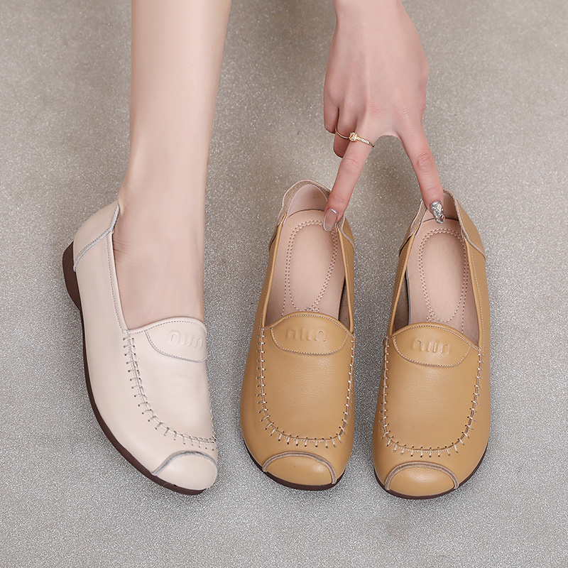 软底皮鞋女超软不磨脚牛筋底单鞋女平底真皮大码女鞋202.4新款春
