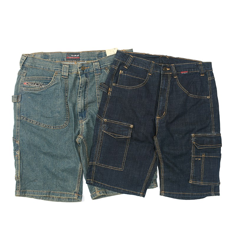 妥贴 美式复古做旧水洗多袋工装牛仔短裤 休闲宽松直筒U五分裤535