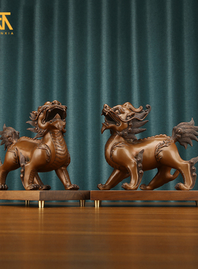 紫铜貔貅摆件一对招財客厅店铺家居办公室桌装饰皮丘貔恘开业礼品