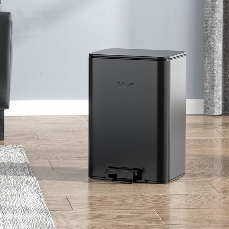 厨房大容量不g锈钢黑色垃圾桶家用新款大号客厅厕所轻奢商用