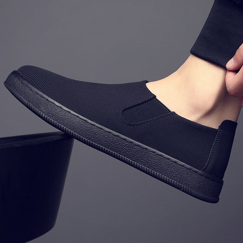 2025新款布面鞋子春夏季透气帆布鞋男士一脚蹬懒人鞋黑色休闲布鞋,流行男鞋,布鞋,淘宝优惠券,粉丝福利购,淘宝优惠卷