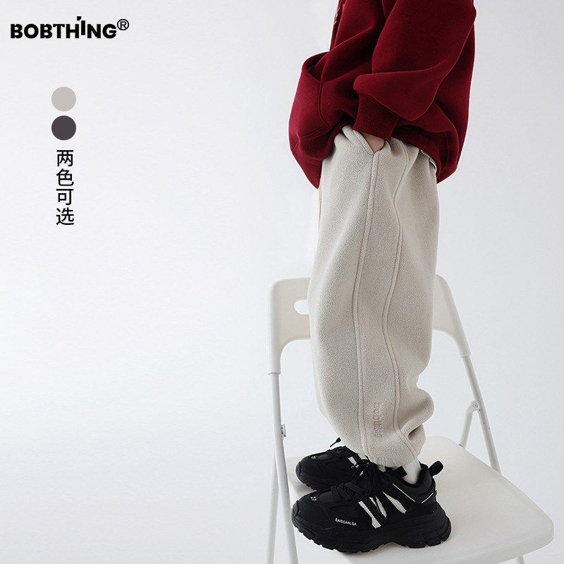 儿童冬季双面绒保暖运动裤男童加厚松紧口卫裤男宝舒适长裤潮童装