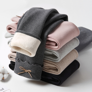 儿童保暖棉裤 女童加绒加厚打底裤 秋冬女宝宝外穿中小童一体绒冬季