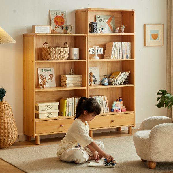 金多喜全实木书柜简约儿童储物柜开放式收纳柜客厅书房组合置物柜,住宅家具,儿童书柜,淘宝优惠券,粉丝福利购,淘宝优惠卷