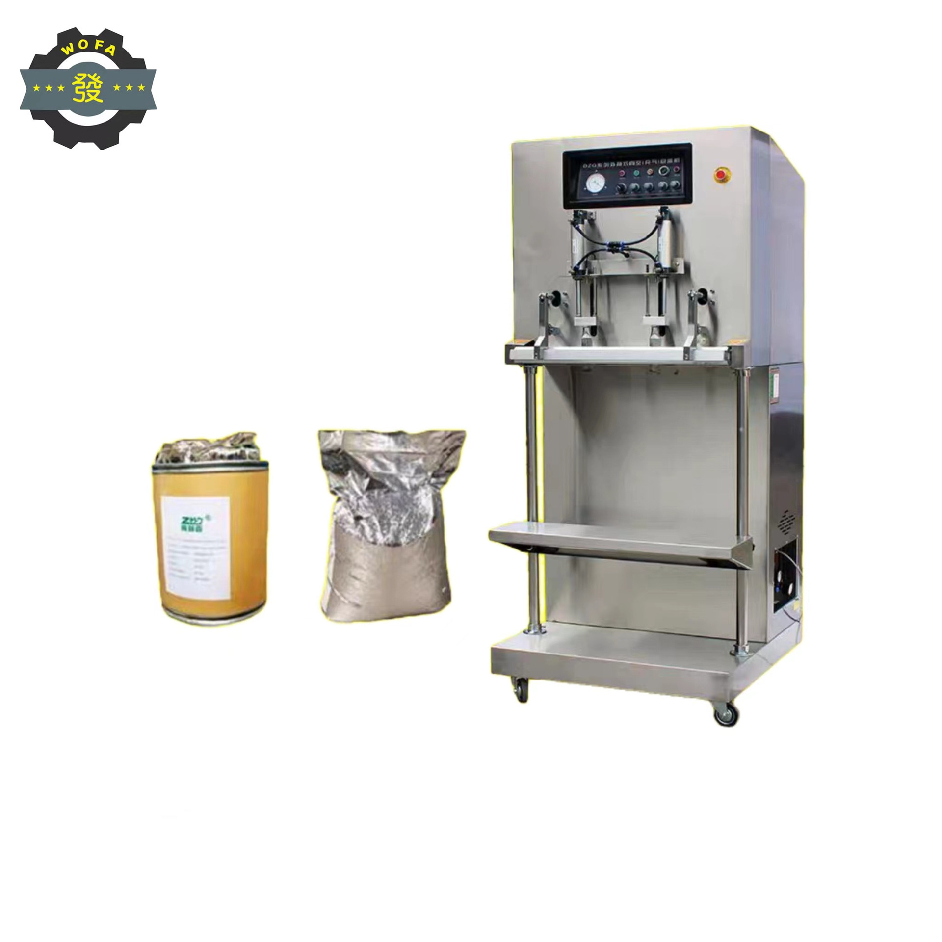 山东 沃发 双气嘴抽真空充气封口机 大包猫粮 狗粮抽真空包装机