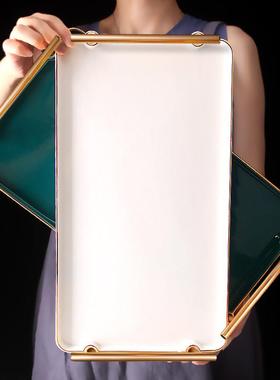 托盘长方形北欧家用陶瓷客厅放茶杯杯子收纳轻奢水杯茶水摆件托盘